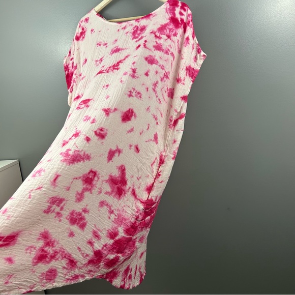 Shannon Passero Crinkle Gauze Pink and White Tie Dye Dress Size XL - Picture 3 of 7